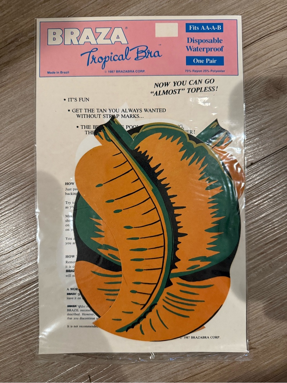Braza 80s adhesive tropical bra - waterproof disposable - palm frond